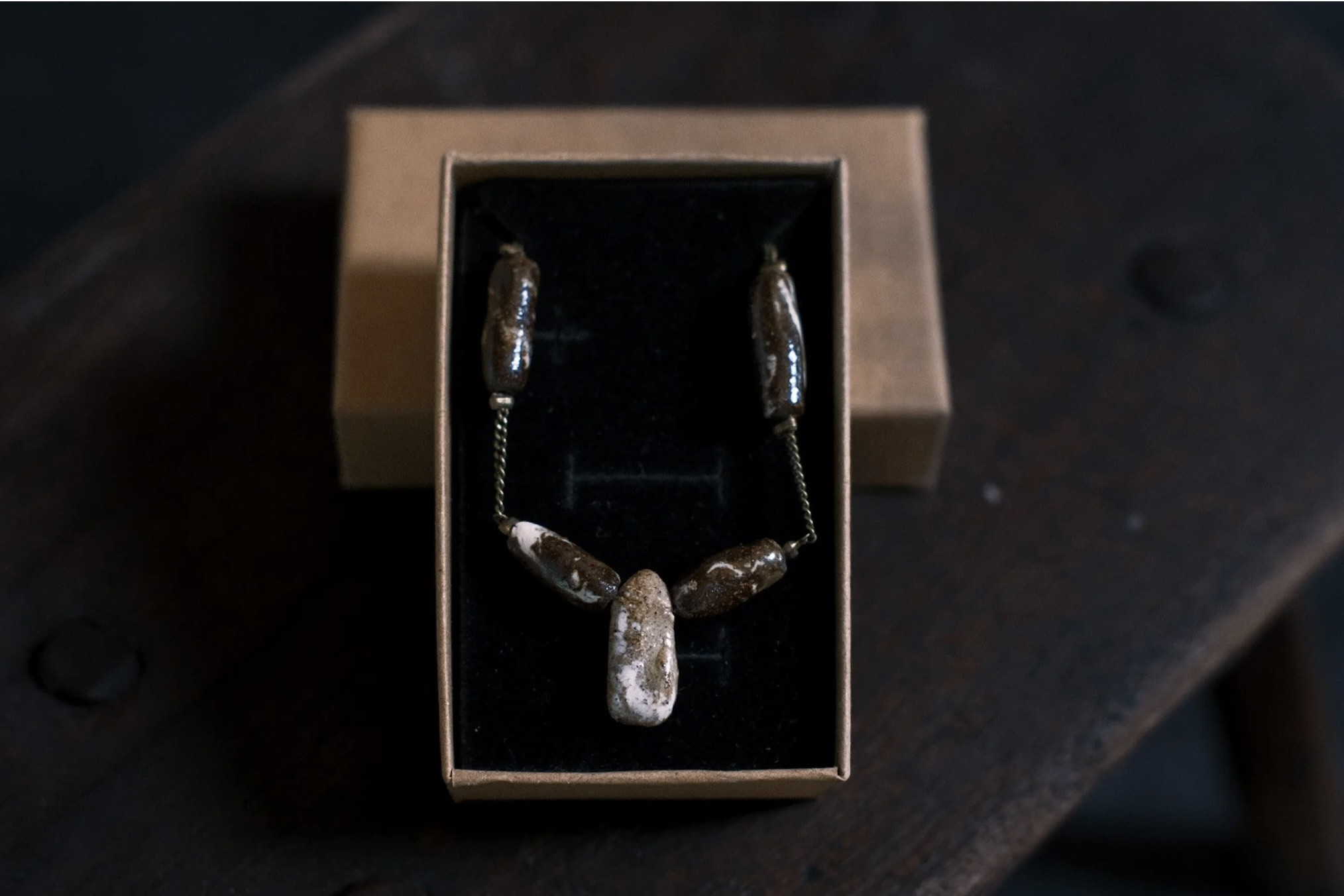 Stoneware jewelry, in the studio